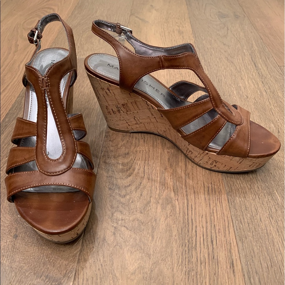 Marc Fisher brown wedge sandals
